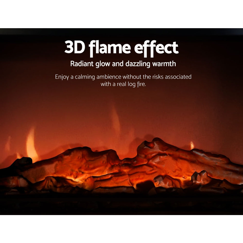 Devanti Electric Fireplace 3D Flame Effect Timer Portable Indoor Heater 2000W Devanti