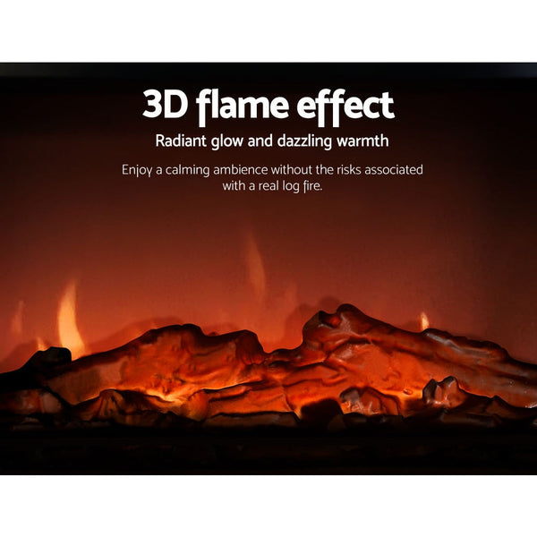 Devanti Electric Fireplace 3D Flame Effect Timer Portable Indoor Heater 2000W Devanti