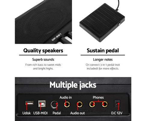 Alpha 88 Keys Electronic Piano Keyboard Electric Holder Music Stand Touch Sensitive with Sustain pedal freeshipping - Awezingly