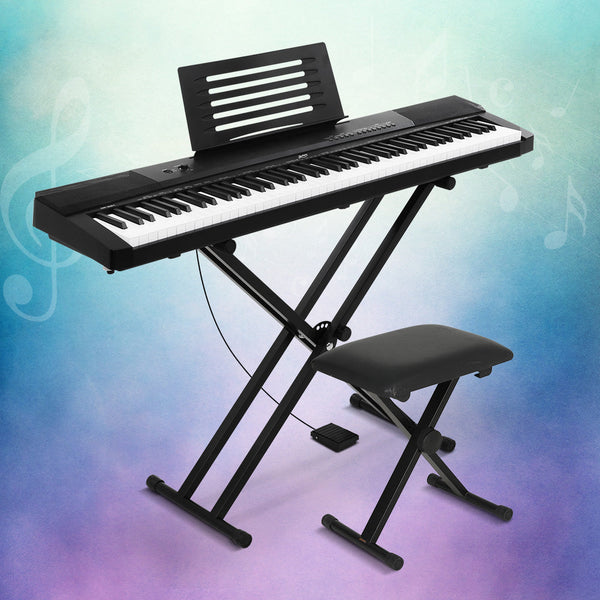 Alpha 88 Keys Electronic Piano Keyboard Digital Electric w/ Stand Stool Pedal Alpha