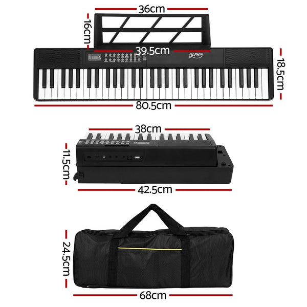 Alpha 61 Keys Foldable Electronic Piano Keyboard Digital Electric w/ Carry Bag Alpha