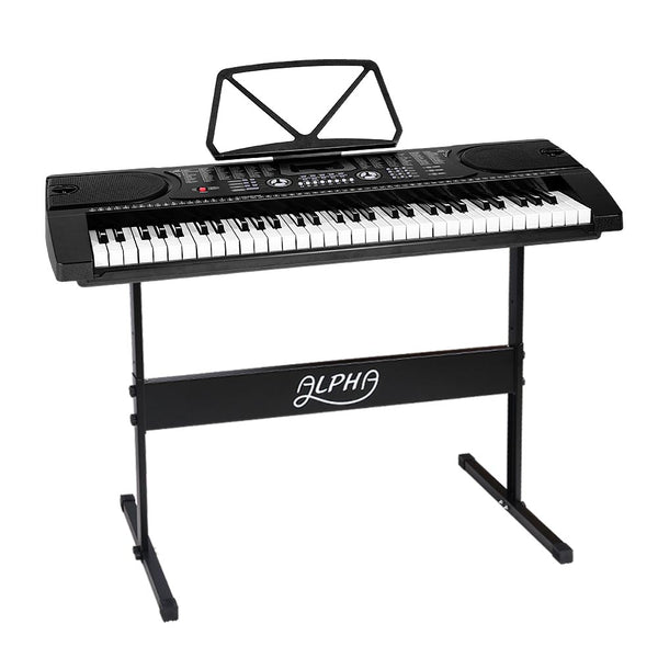 ALPHA 61 Keys LED Electronic Piano Keyboard with Stand - Black freeshipping - Awezingly