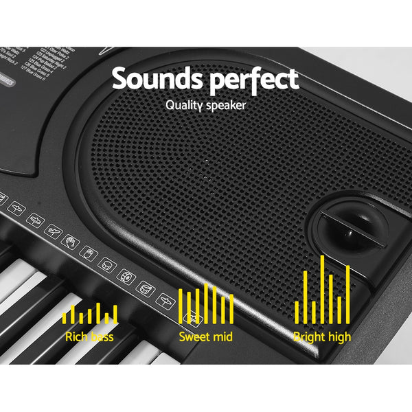 ALPHA 61 Keys LED Electronic Piano Keyboard with Stand - Black freeshipping - Awezingly