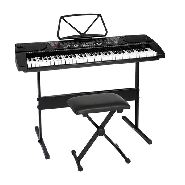 Alpha 61 Keys Electronic Piano Keyboard Digital Electric w/ Stand Stool Black Alpha