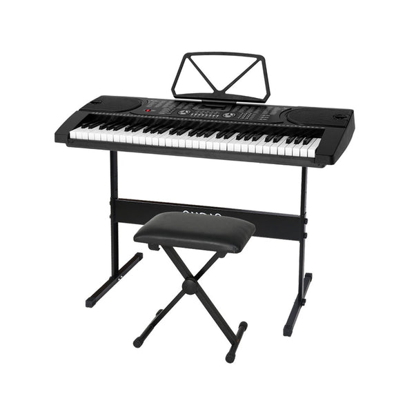 Alpha 61 Keys Electronic Piano Keyboard Digital Electric w/ Stand Stool Black Alpha