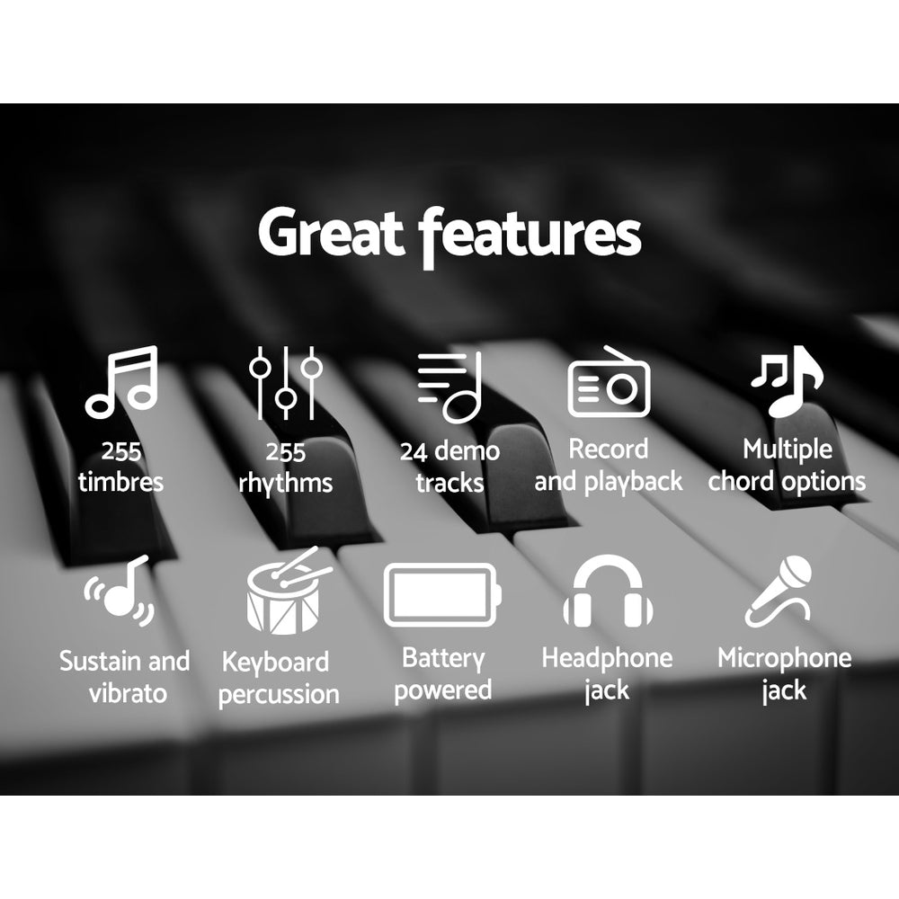 Alpha 61 Keys Electronic Piano Keyboard Digital Electric w/ Stand Stool Black Alpha