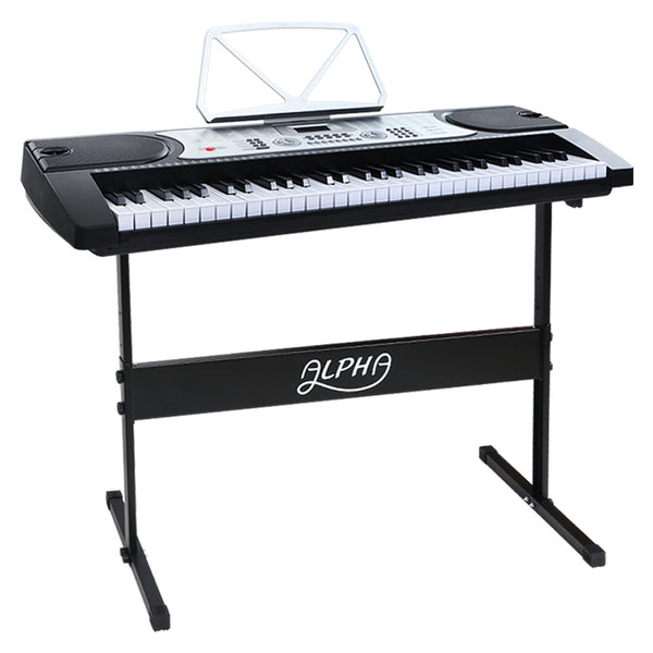 Alpha 61 Keys Electronic Keyboard LED Electric with Stand - Silver freeshipping - Awezingly