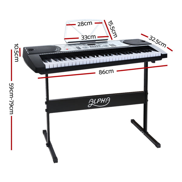 Alpha 61 Keys Electronic Keyboard LED Electric with Stand - Silver freeshipping - Awezingly