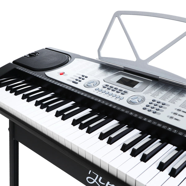 Alpha 61 Keys Electronic Keyboard LED Electric with Stand - Silver freeshipping - Awezingly
