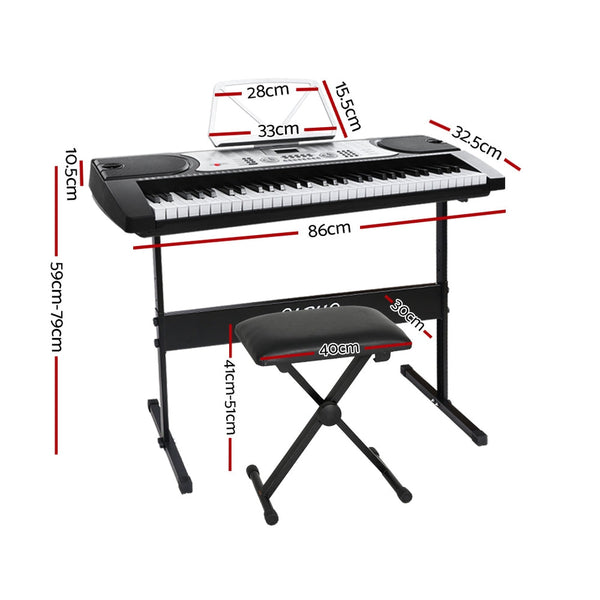 Alpha 61 Keys Electronic Piano Keyboard Digital Electric w/ Stand Stool Silver Alpha