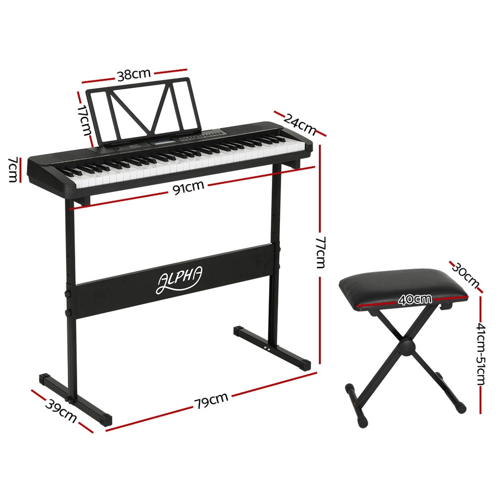 Alpha 61 Keys Electronic Piano Keyboard Digital Electric w/ Stand Stool Touch Alpha