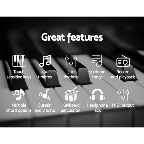 Alpha 61 Keys Electronic Piano Keyboard Digital Electric w/ Stand Stool Touch Alpha