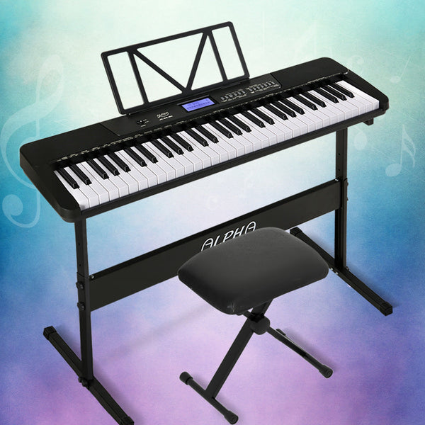 Alpha 61 Keys Electronic Piano Keyboard Digital Electric w/ Stand Stool Touch Alpha
