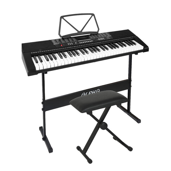 Alpha 61 Keys Electronic Piano Keyboard Digital Electric w/ Stand Stool Speaker Alpha