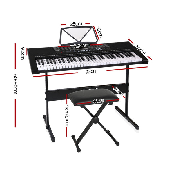 Alpha 61 Keys Electronic Piano Keyboard Digital Electric w/ Stand Stool Speaker Alpha
