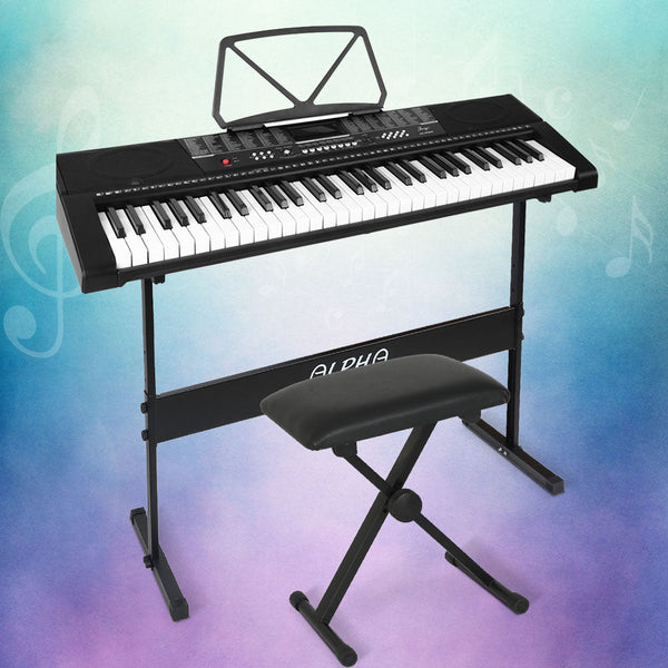 Alpha 61 Keys Electronic Piano Keyboard Digital Electric w/ Stand Stool Speaker Alpha