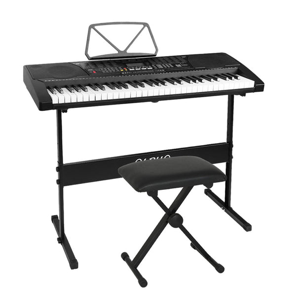Alpha 61 Keys Electronic Piano Keyboard Digital Electric w/ Stand Stool Lighted Alpha