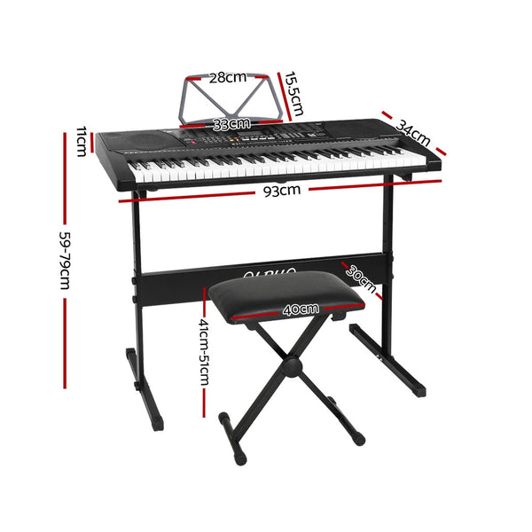 Alpha 61 Keys Electronic Piano Keyboard Digital Electric w/ Stand Stool Lighted Alpha