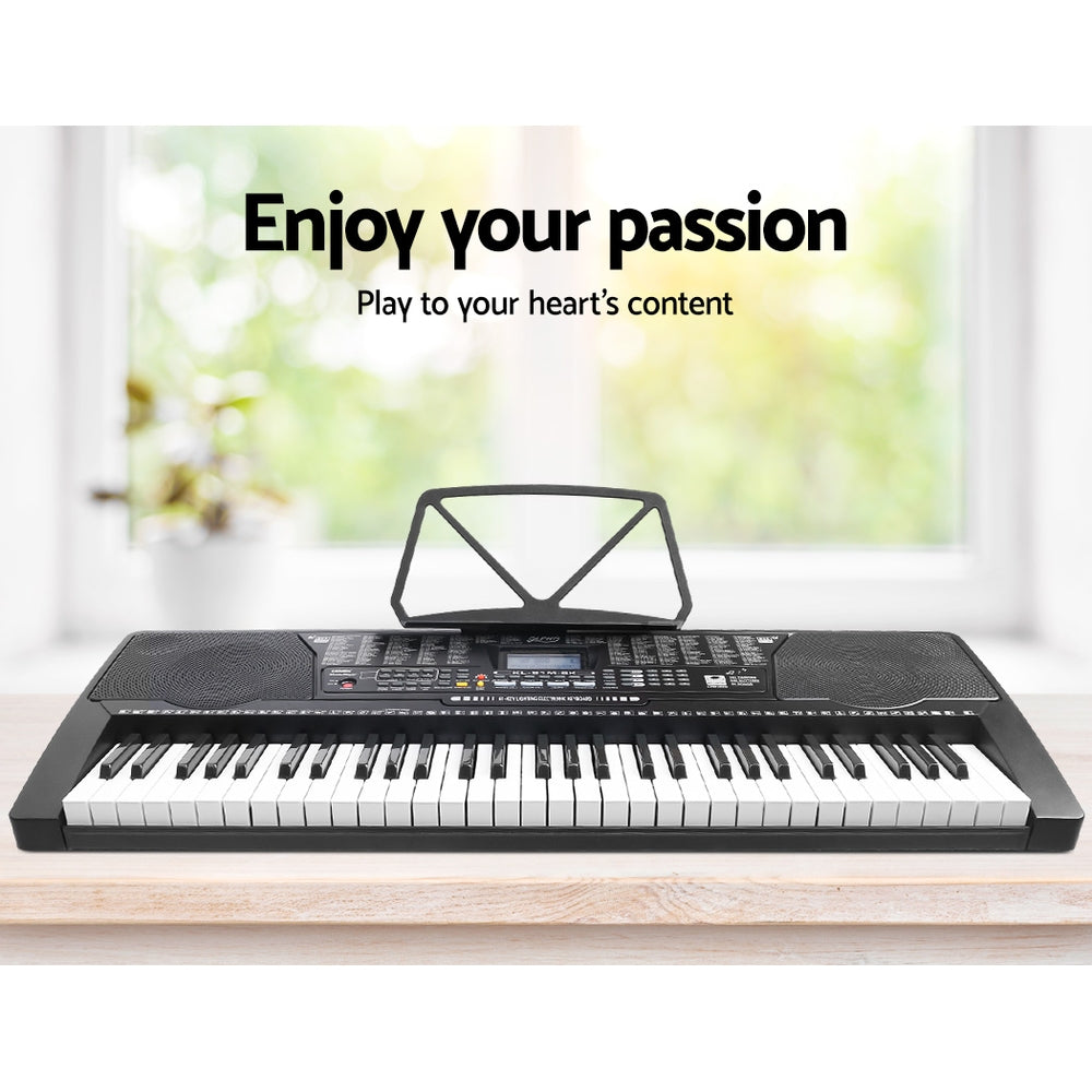 Alpha 61 Keys Electronic Piano Keyboard Digital Electric w/ Stand Stool Lighted Alpha