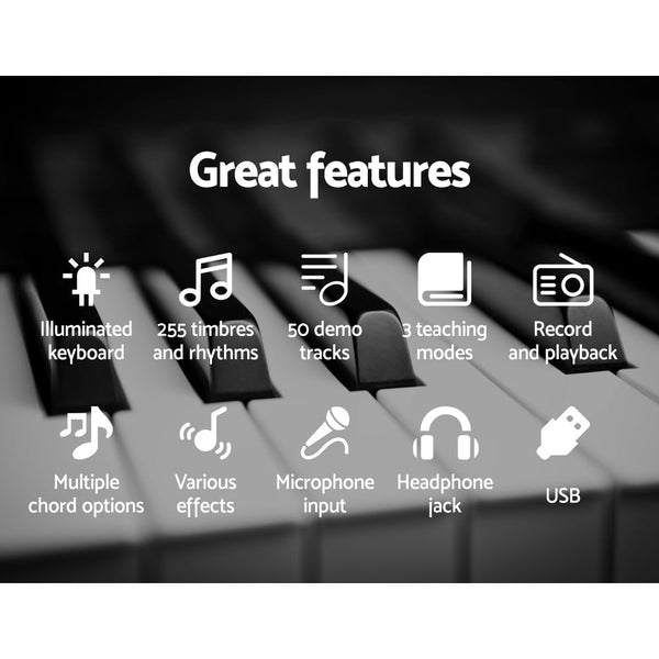 Alpha 61 Keys Electronic Piano Keyboard Digital Electric w/ Stand Stool Lighted Alpha