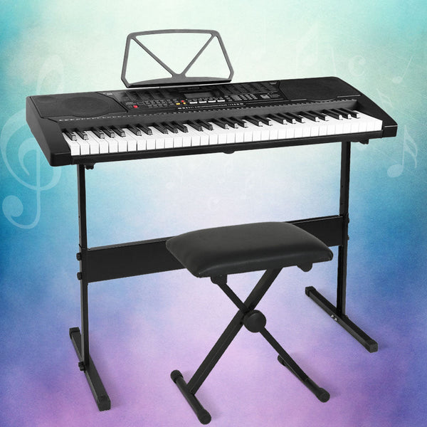 Alpha 61 Keys Electronic Piano Keyboard Digital Electric w/ Stand Stool Lighted Alpha