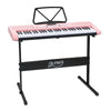 Alpha 61 Key Lighted Electronic Keyboard LED Electric Holder Music Stand - Pink