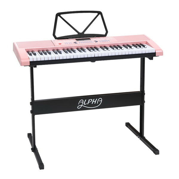 Alpha 61 Key Lighted Electronic Keyboard LED Electric Holder Music Stand - Pink freeshipping - Awezingly