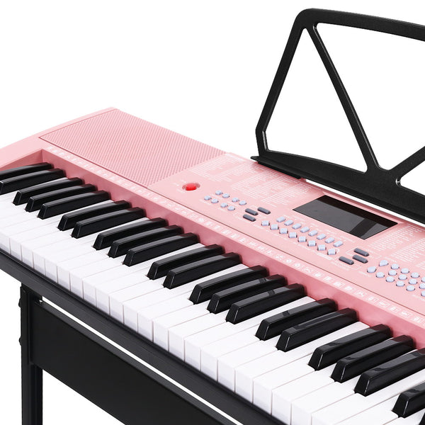 Alpha 61 Key Lighted Electronic Keyboard LED Electric Holder Music Stand - Pink freeshipping - Awezingly