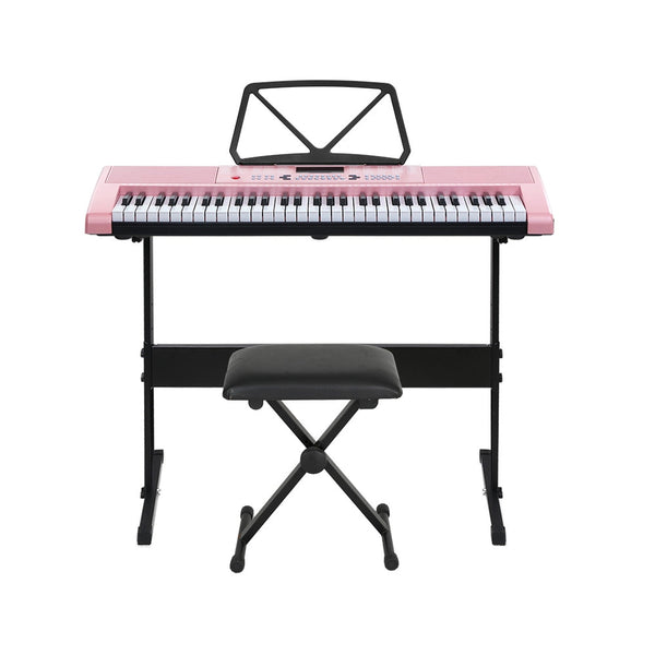 Alpha 61 Keys Electronic Piano Keyboard Digital Electric w/ Stand Stool Pink Alpha