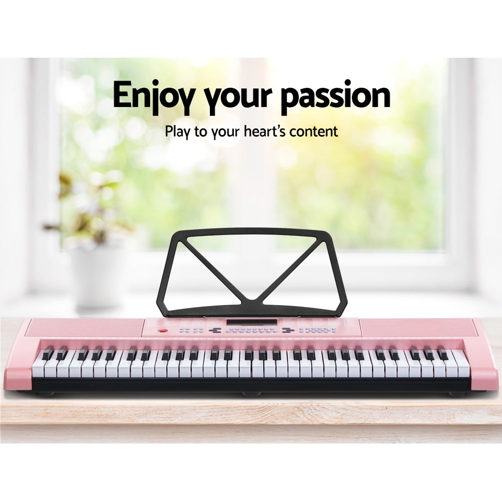 Alpha 61 Keys Electronic Piano Keyboard Digital Electric w/ Stand Stool Pink Alpha