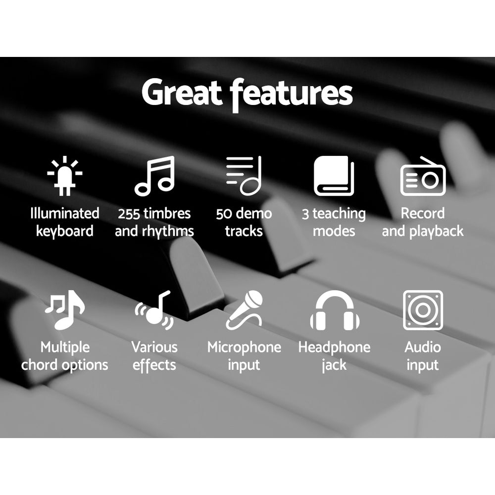 Alpha 61 Keys Electronic Piano Keyboard Digital Electric w/ Stand Stool Pink Alpha