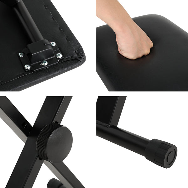 Alpha Piano Stool Adjustable Height Keyboard Seat Portable Bench Chair Black Alpha