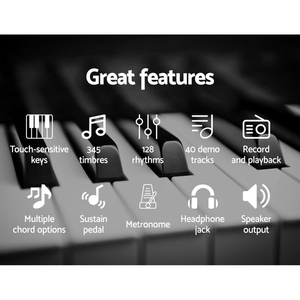 Alpha 61 Keys Electronic Piano Keyboard Digital Electric Classical Stand w/ Stool Alpha