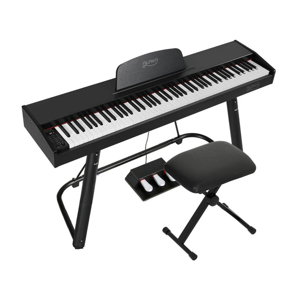 Alpha 88 Keys Electronic Piano Keyboard Digital Electric w/ Stand Stool Weighted Alpha
