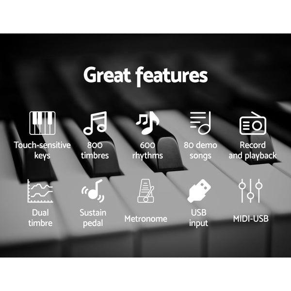 Alpha 88 Keys Electronic Piano Keyboard Digital Electric w/ Stand Stool Weighted Alpha