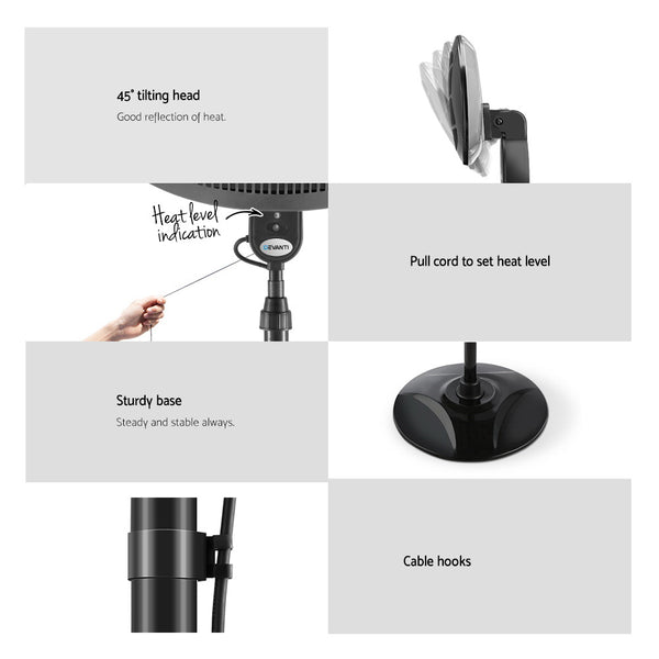 Devanti 2000w Electric Portable Patio Strip Heater freeshipping - Awezingly