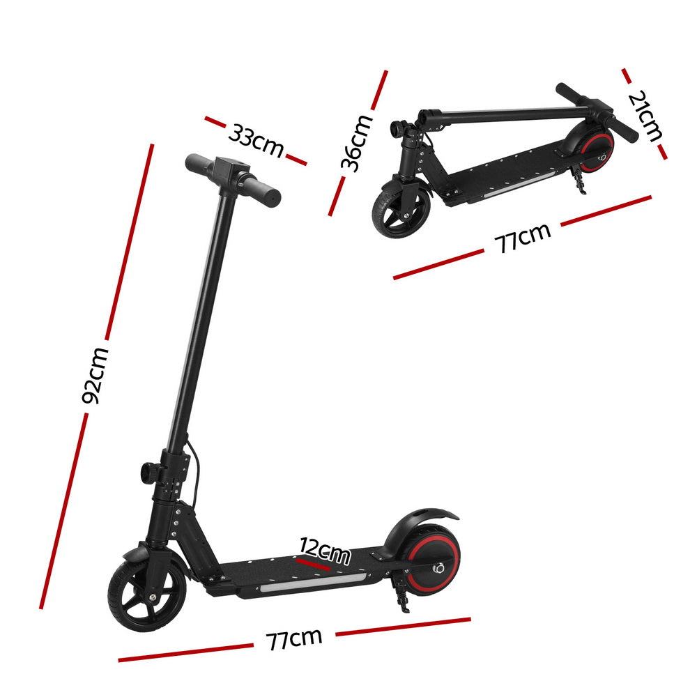 Electric Scooter 130W 16KM/H LED Light Folding Portable For Kids Teens Black Does not apply