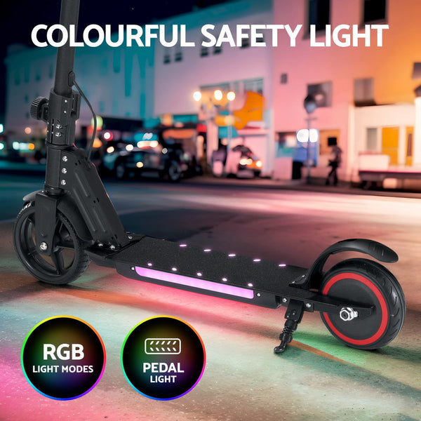 Electric Scooter 130W 16KM/H LED Light Folding Portable For Kids Teens Black Does not apply