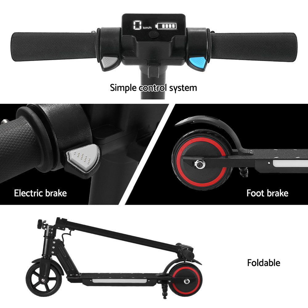 Electric Scooter 130W 16KM/H LED Light Folding Portable For Kids Teens Black Does not apply