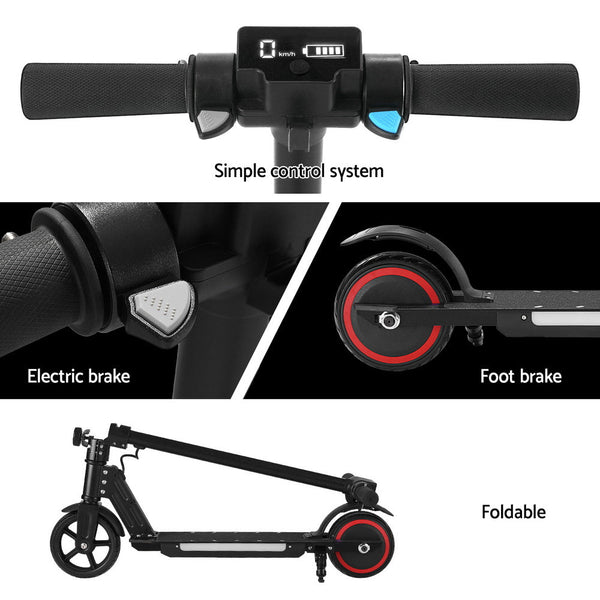 Electric Scooter 130W 16KM/H LED Light Folding Portable For Kids Teens Black Does not apply