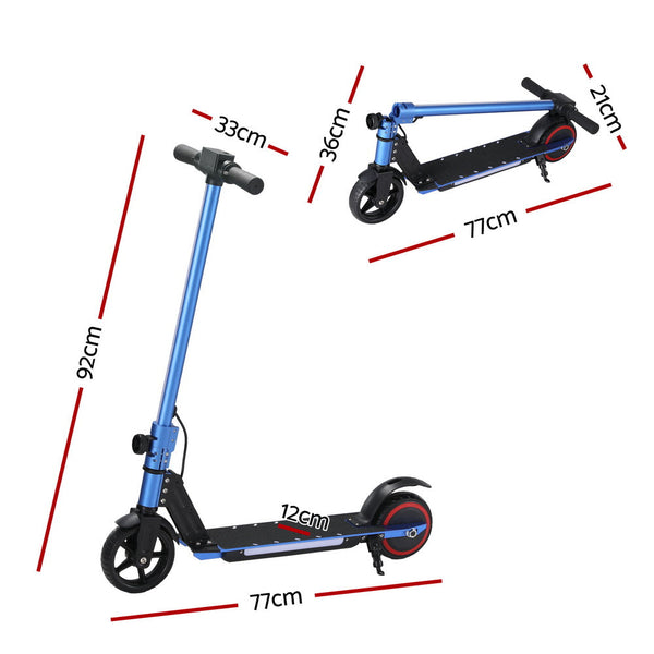 Electric Scooter 130W 16KM/H LED Light Folding Portable For Kids Teens Blue Does not apply