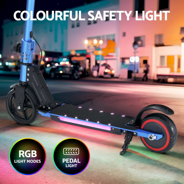 Electric Scooter 130W 16KM/H LED Light Folding Portable For Kids Teens Blue Does not apply