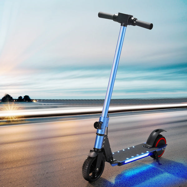 Electric Scooter 130W 16KM/H LED Light Folding Portable For Kids Teens Blue Does not apply