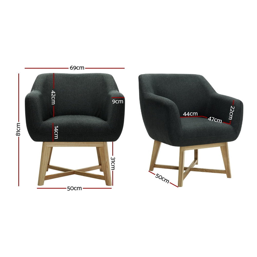 Artiss Aston Tub Accent Chair Charcoal Artiss