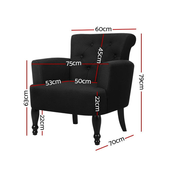 Artiss French Lorraine Chair Retro Wing - Black Artiss