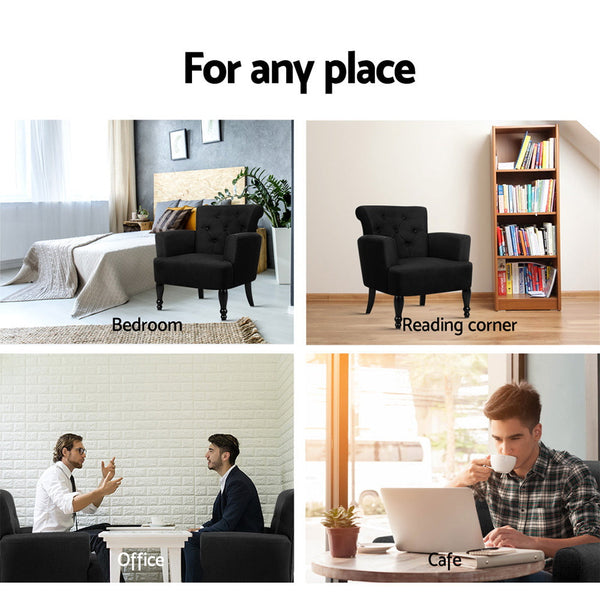 Artiss French Lorraine Chair Retro Wing - Black Artiss