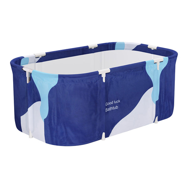 Weisshorn Foldable Bathtub PVC Spa Bucket Inflatable Cushion 114x62cm Navy Blue Does not apply