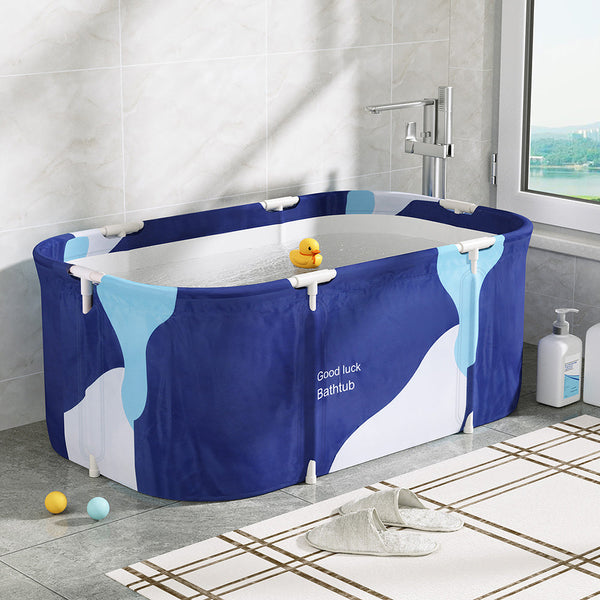 Weisshorn Foldable Bathtub PVC Spa Bucket Inflatable Cushion 114x62cm Navy Blue Does not apply