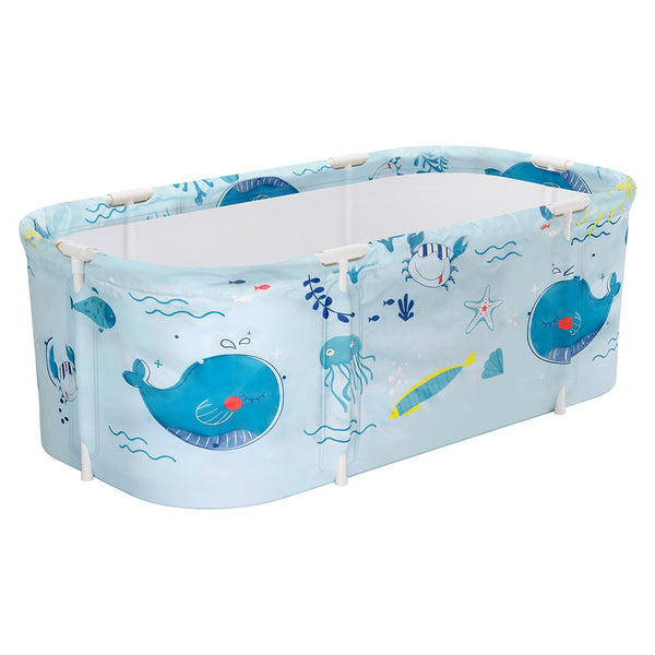 Weisshorn Foldable Bathtub PVC Spa Bucket Inflatable Cushion 134x65cm Blue Weisshorn
