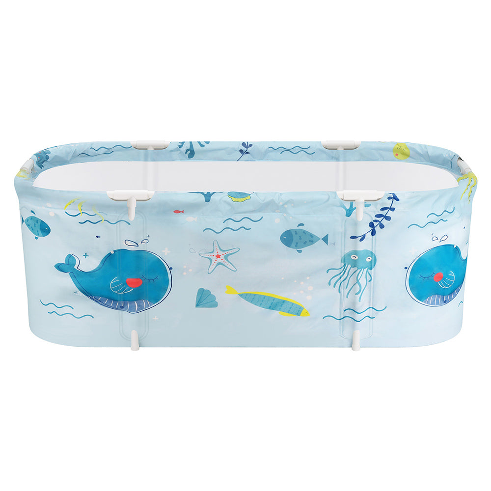 Weisshorn Foldable Bathtub PVC Spa Bucket Inflatable Cushion 134x65cm Blue Weisshorn